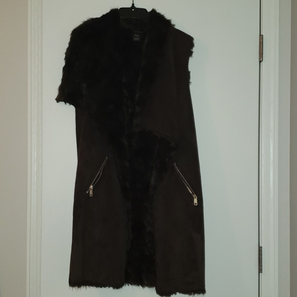 Faux  fur long vest